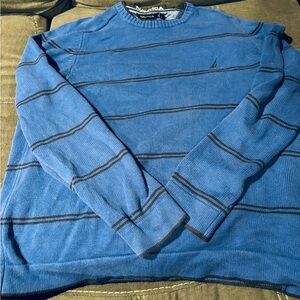 Nautica Men's Blue and Black Crewneck Sweater